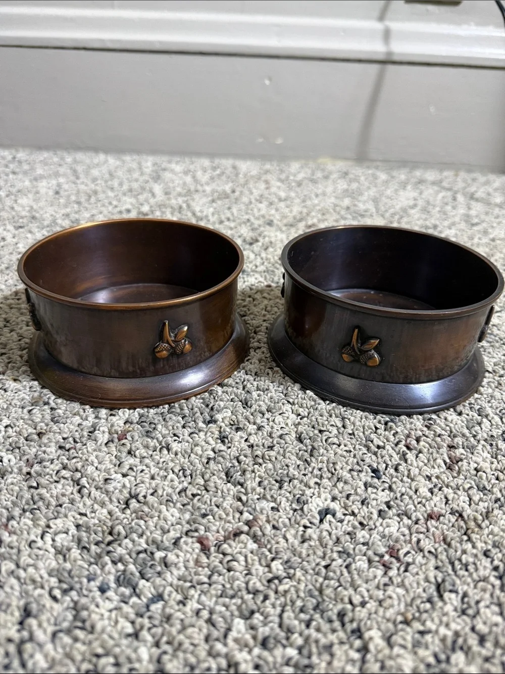 Pottery Barn Copper Decorative Bowls Candle Holders Acorn Accents 2014/2015